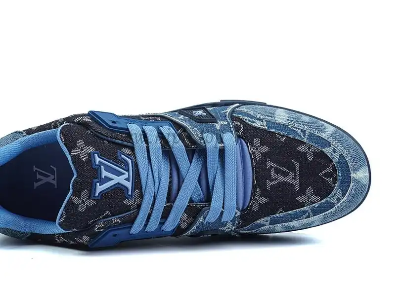 PK god Louis Vuitton LV Trainer Blue Black Denim Monogram retail materials ready to ship