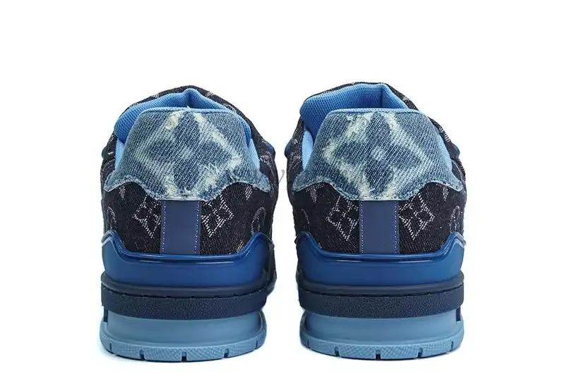 PK god Louis Vuitton LV Trainer Blue Black Denim Monogram retail materials ready to ship