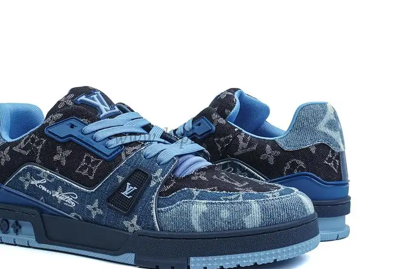 PK god Louis Vuitton LV Trainer Blue Black Denim Monogram retail materials ready to ship