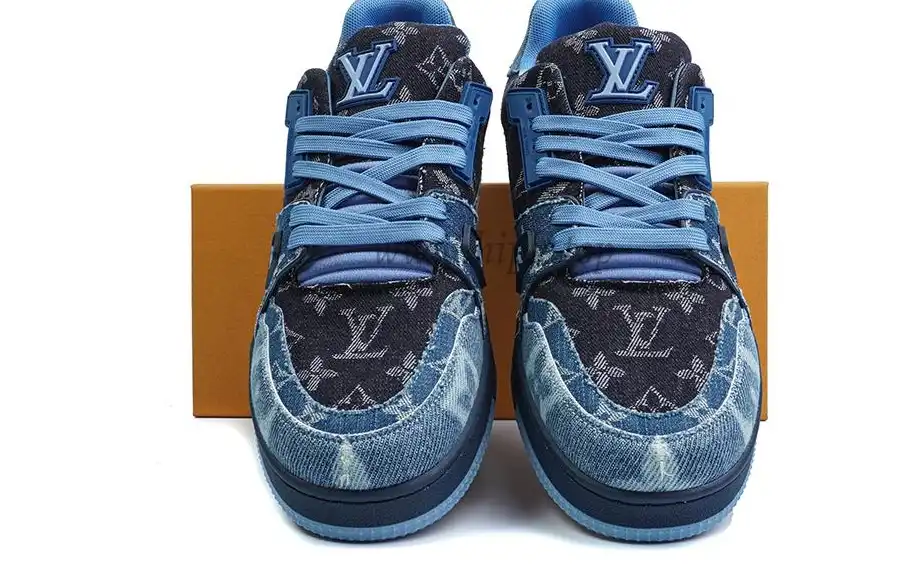 PK god Louis Vuitton LV Trainer Blue Black Denim Monogram retail materials ready to ship