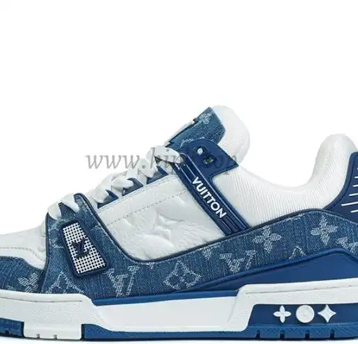 PK god Louis Vuitton LV Trainer Monogram Denim Light Blue retail materials ready to ship