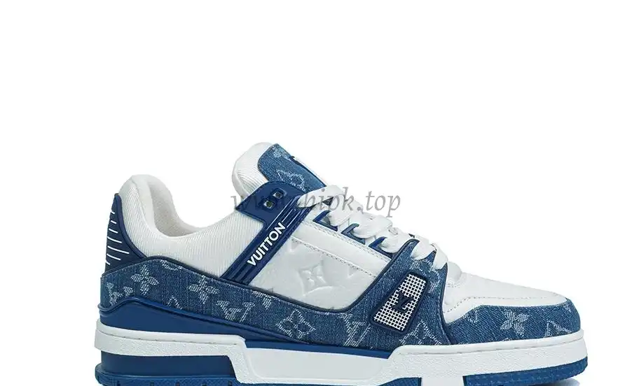 PK god Louis Vuitton LV Trainer Monogram Denim White Blue retail materials ready to ship