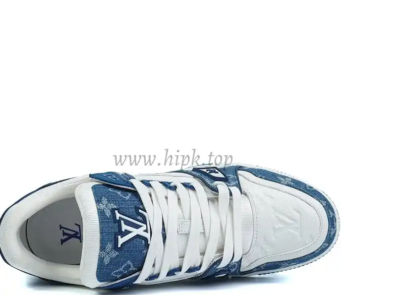 PK god Louis Vuitton LV Trainer Monogram Denim White Blue retail materials ready to ship