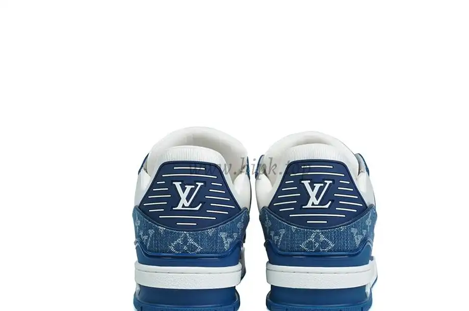 PK god Louis Vuitton LV Trainer Monogram Denim White Blue retail materials ready to ship