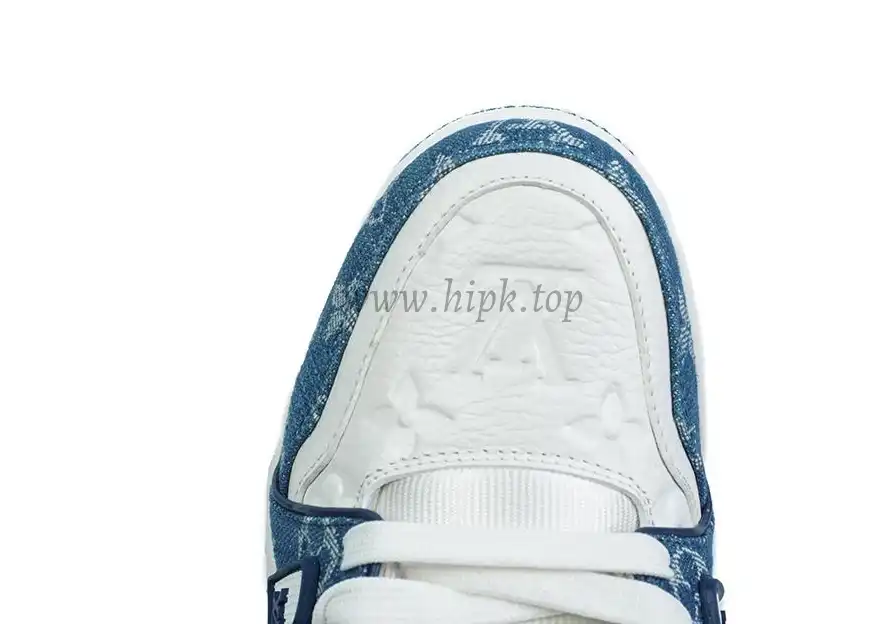 PK god Louis Vuitton LV Trainer Monogram Denim White Blue retail materials ready to ship