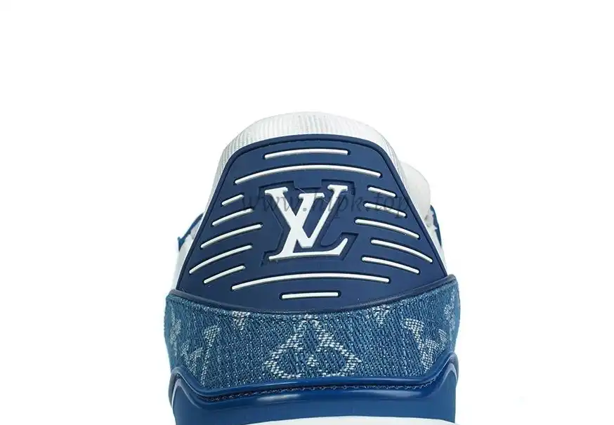 PK god Louis Vuitton LV Trainer Monogram Denim White Blue retail materials ready to ship