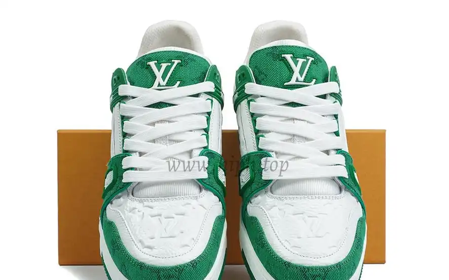 PK god Louis Vuitton LV Trainer Monogram Denim green retail materials ready to ship