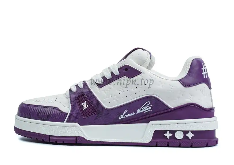 Pkgod Louis Vuitton Trainer White Purple Monogram retail materials ready to ship