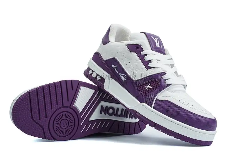 Pkgod Louis Vuitton Trainer White Purple Monogram retail materials ready to ship