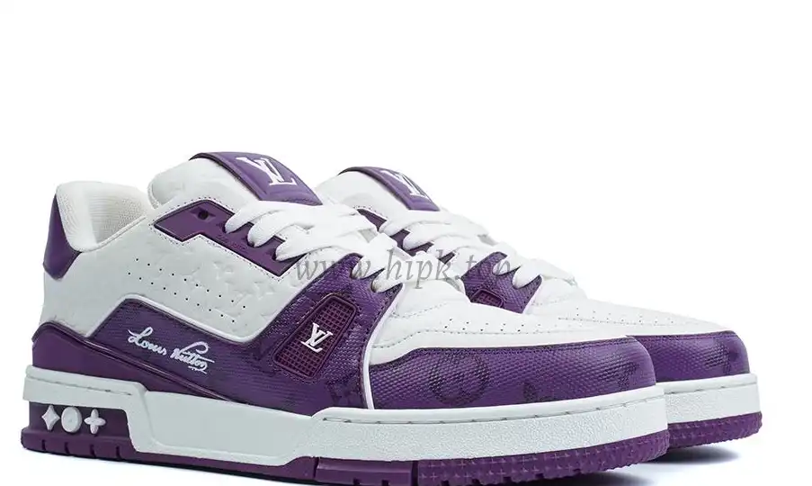 Pkgod Louis Vuitton Trainer White Purple Monogram retail materials ready to ship