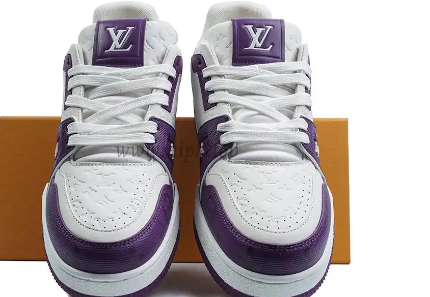 Pkgod Louis Vuitton Trainer White Purple Monogram retail materials ready to ship