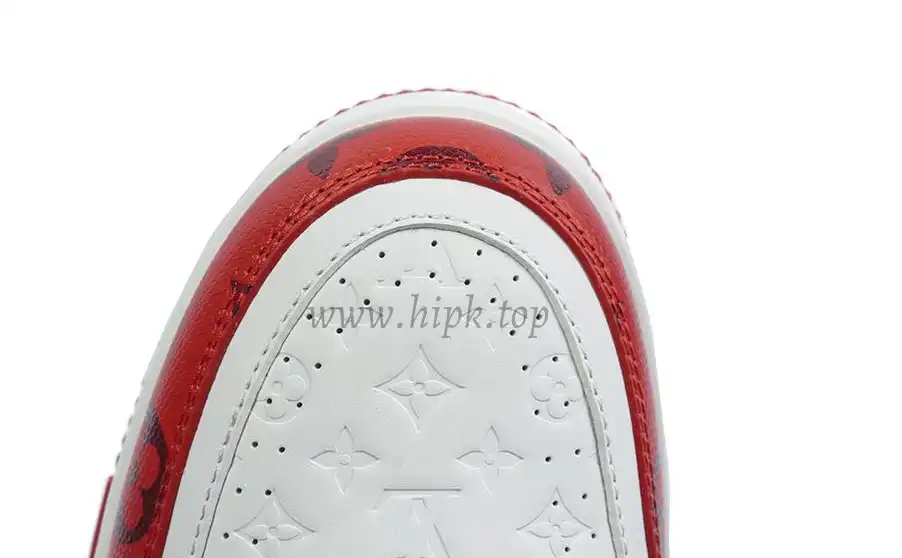 Pkgod Louis Vuitton Trainer White Red Monogram retail materials ready to ship