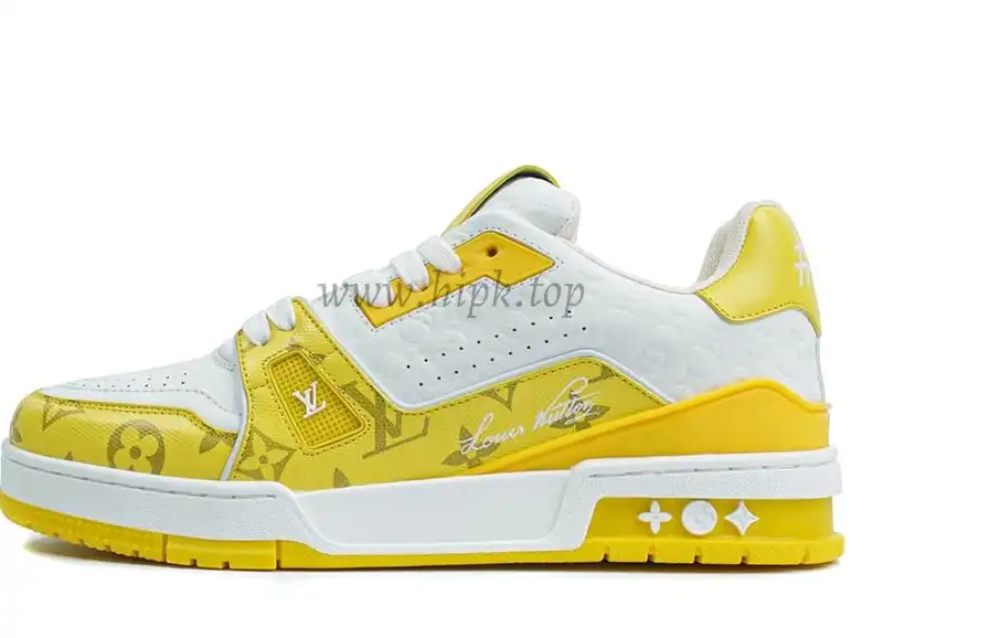 Pkgod Louis Vuitton TrainerWhite Yellow Monogram retail materials ready to ship