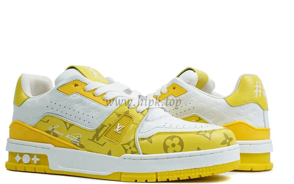 Pkgod Louis Vuitton TrainerWhite Yellow Monogram retail materials ready to ship