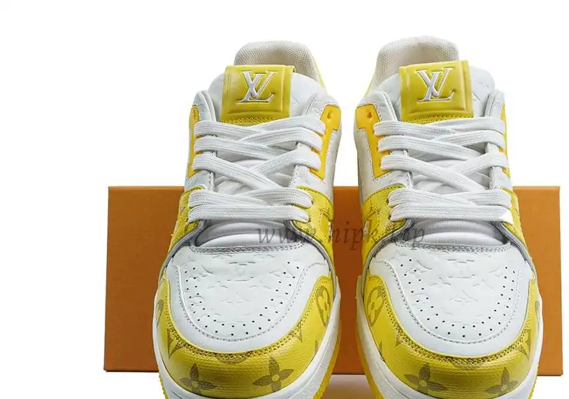 Pkgod Louis Vuitton TrainerWhite Yellow Monogram retail materials ready to ship