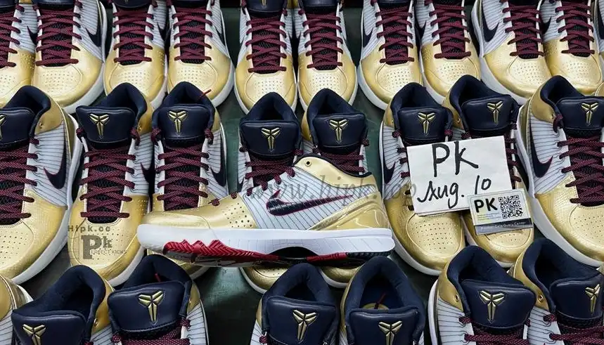 PK God Kobe 4 Protro Metallic Gold and Dark Obsidian RETAIL MATERIALS READY TO SHIP