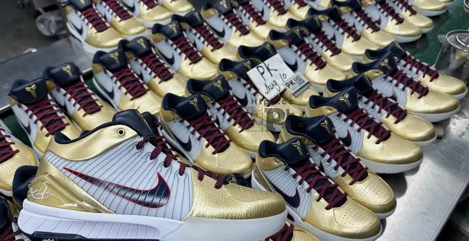 PK God Kobe 4 Protro Metallic Gold and Dark Obsidian RETAIL MATERIALS READY TO SHIP