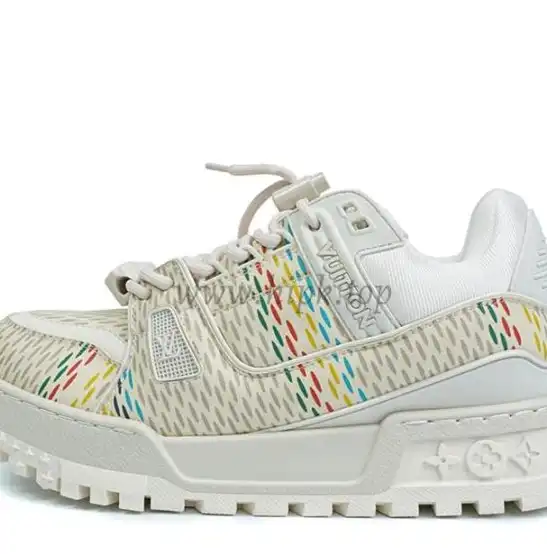 Pkgod Louis Vuitton Trainer White Green Monogram retail materials ready to ship