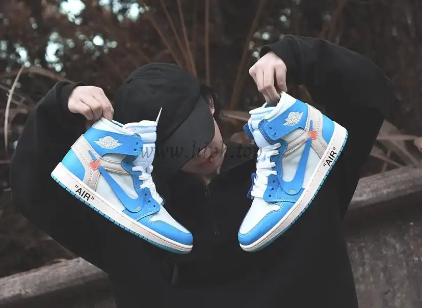 PK GOD X YIFU RETAIL FACTORYOFF WHITE X AIR JORDAN 1 POWDER BLUE UNC RETAIL MATERIALS ready limited