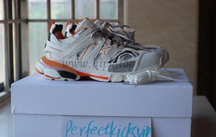 PK God exclusive Balencia Paris Track SneakersWhite Orange best version ready to ship