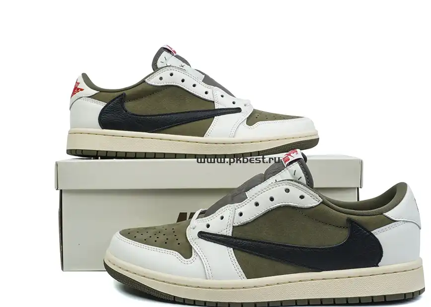 PK5.0 JORDAN 1 RETRO LOW Medium Olive TRAVIS SCOTT NEUTRAL OLIVE RETAIL MATERIALS READY TO SHIP