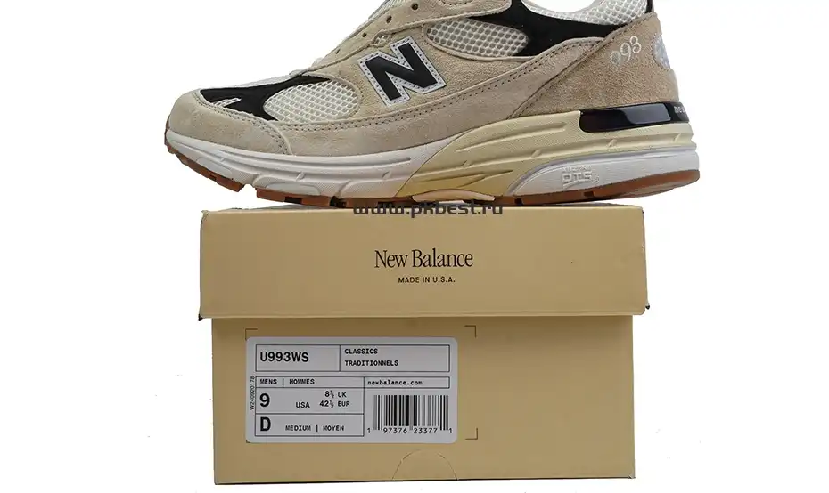 PK GOD New Balance 993 MiUSA Teddy Santis Sea Salt Black RETAIL MATERIALS READY TO SHIP