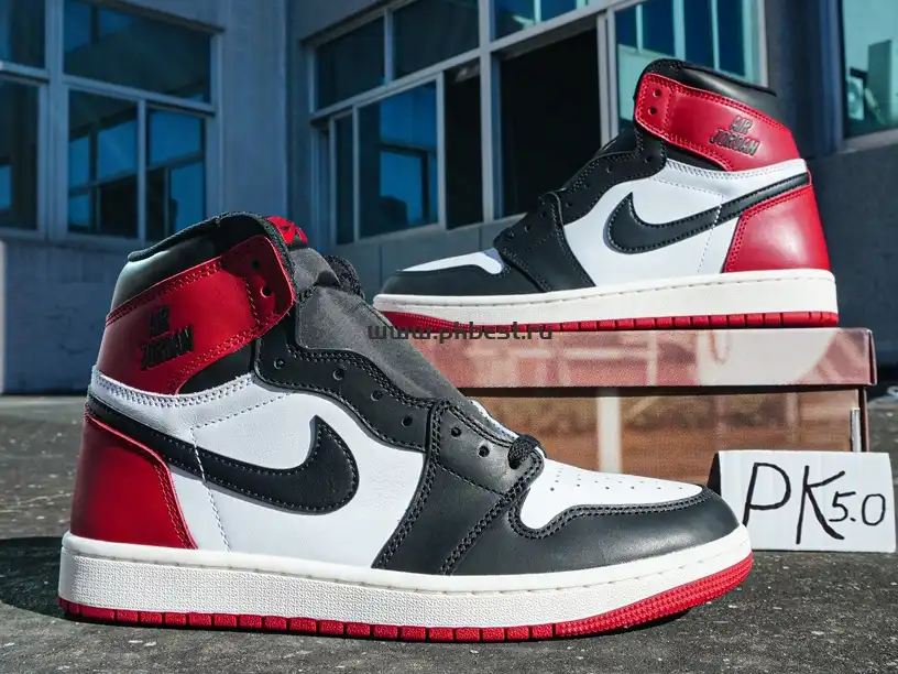 PK5.0 Jordan Air Jordan 1 “Black Toe Reimagined” White black red RETAIL MATERIALS READY TO SHIP