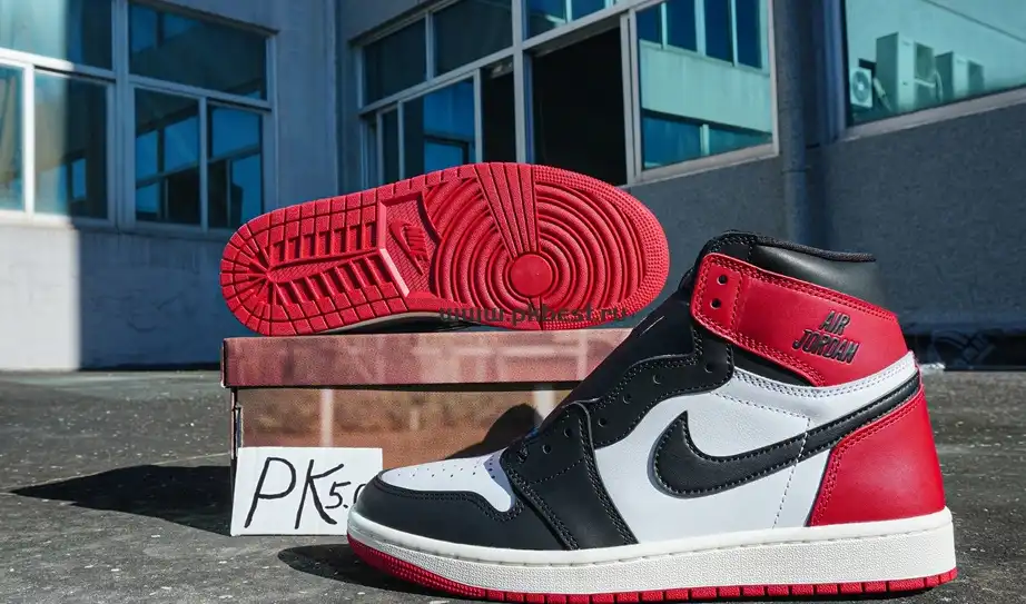 PK5.0 Jordan Air Jordan 1 “Black Toe Reimagined” White black red RETAIL MATERIALS READY TO SHIP