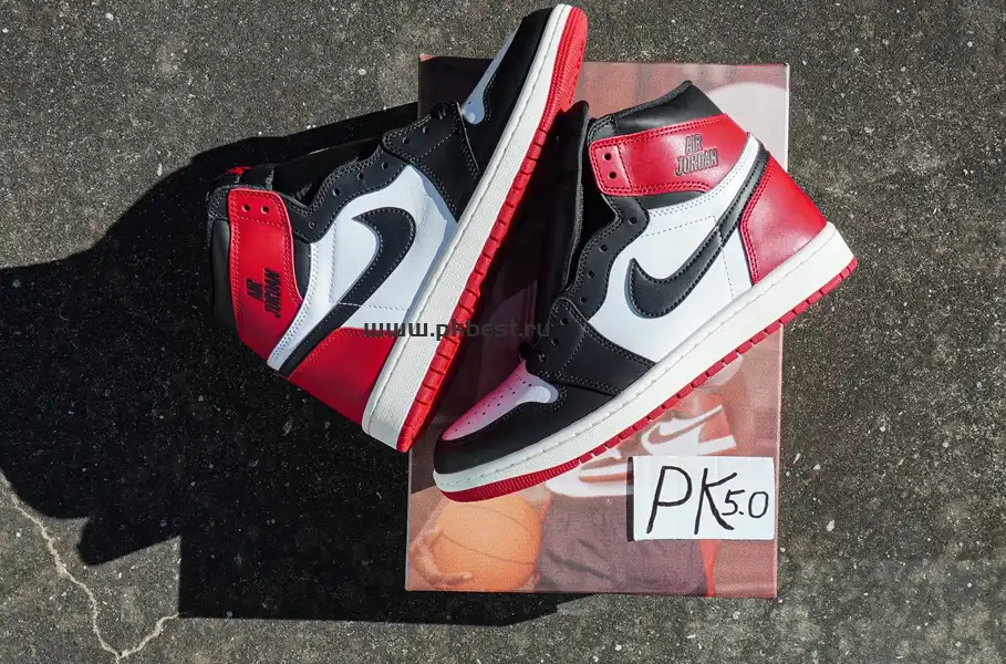 PK5.0 Jordan Air Jordan 1 “Black Toe Reimagined” White black red RETAIL MATERIALS READY TO SHIP