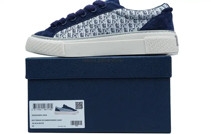 PK GOD Dior B33 TENNIS  DO EMBROIDERED  CANV BLUE & WHITE RETAIL MATERIALS READY TO SHIP