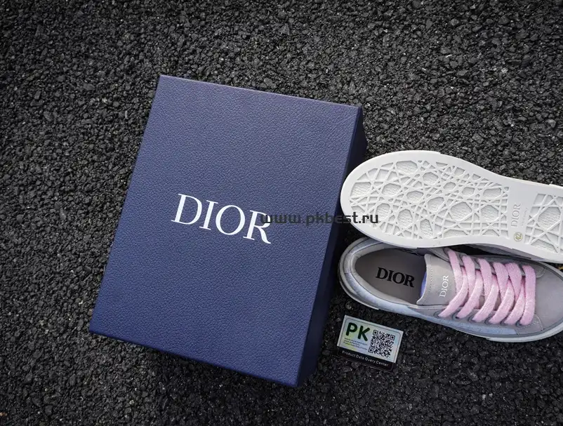 PK GOD Dior B33 TENNIS  DO  EMBROIDERED  CANV Gray & PINK RETAIL MATERIALS READY TO SHIP