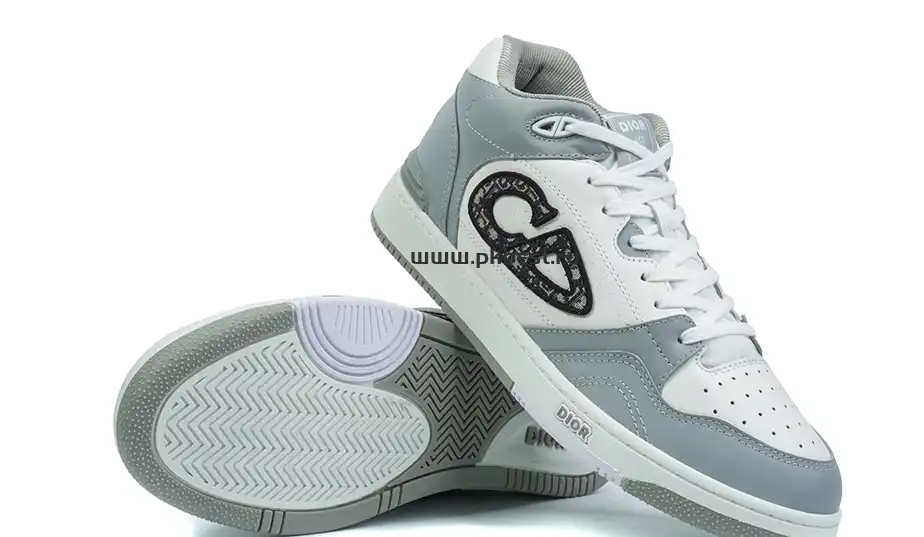 PK GOD Dior B57 MID-TOP SNEAKER  Gray and white RETAIL MATERIALS READY TO SHIP