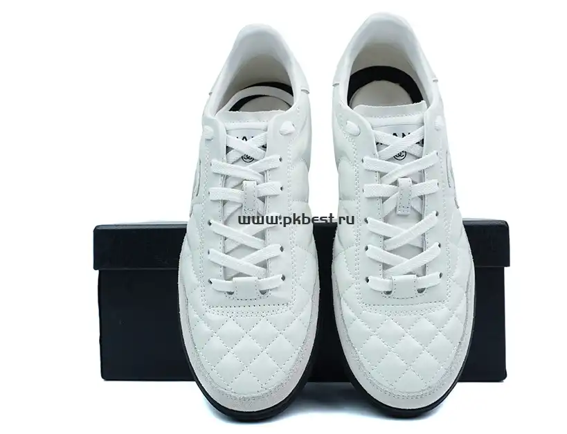 PK GOD CHANEL Shiny Calfskin Suede Quilted CC Logo Sneakers White RETAIL MATERIALS READY TO SHIP