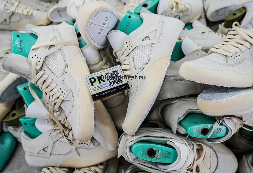 JORDAN 4 RETRO OFF-WHITE SAIL RETAIL MATERIALS READY TO SHIP