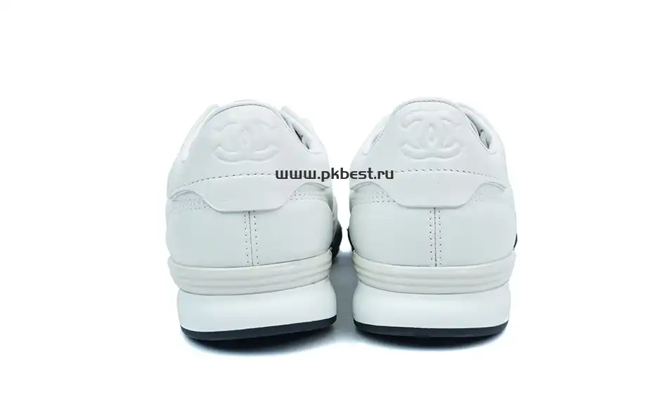 PK GOD CHANEL Shiny Calfskin Suede Quilted CC Logo Sneakers White RETAIL MATERIALS READY TO SHIP