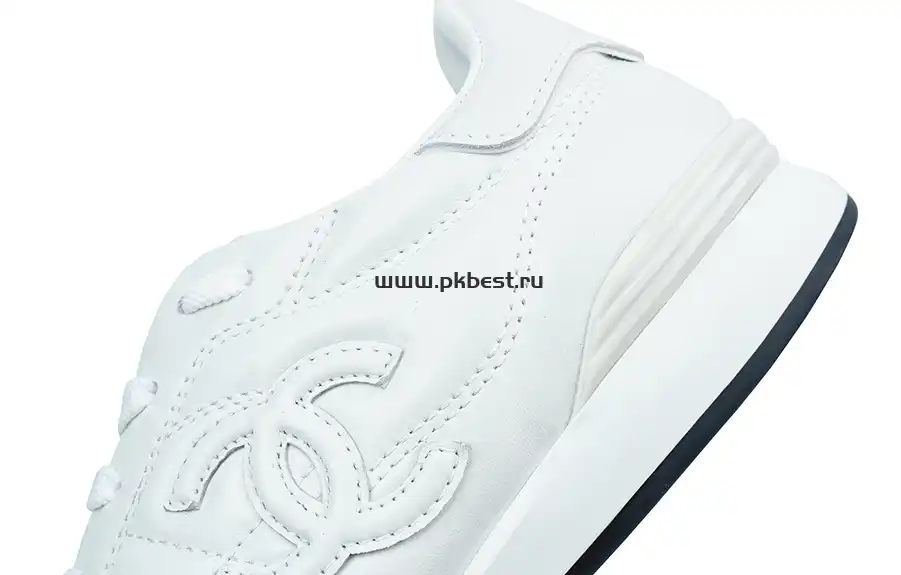 PK GOD CHANEL Shiny Calfskin Suede Quilted CC Logo Sneakers White RETAIL MATERIALS READY TO SHIP