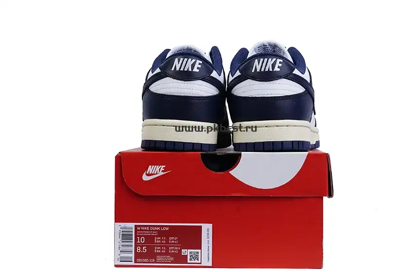 PK GOD Dunk Low Vintage Navy W RETAIL MATERIALS READY TO SHIP