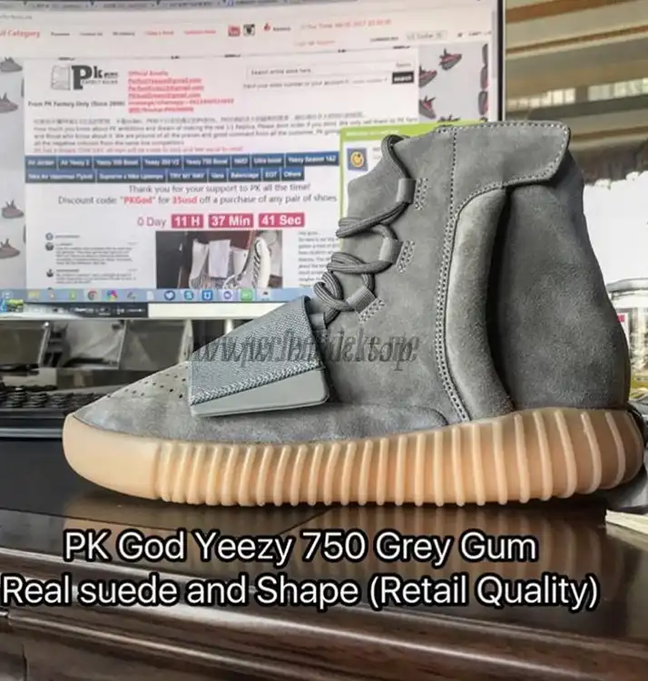 PK God Yeezy 750 Grey gum real suede and shape (real quality)