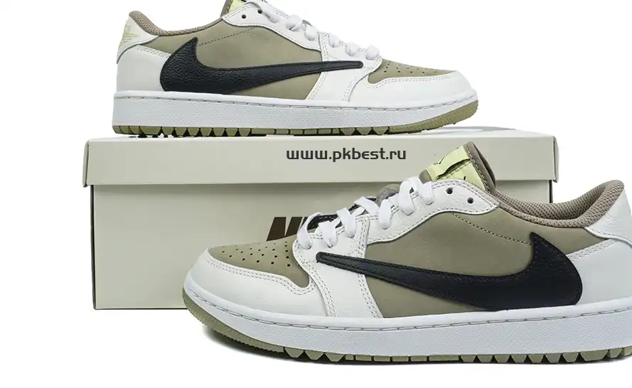 PK5.0 Jordan 1 Retro Low Golf Travis Scott Neutral Olive RETAIL MATERIALS READY TO SHIP