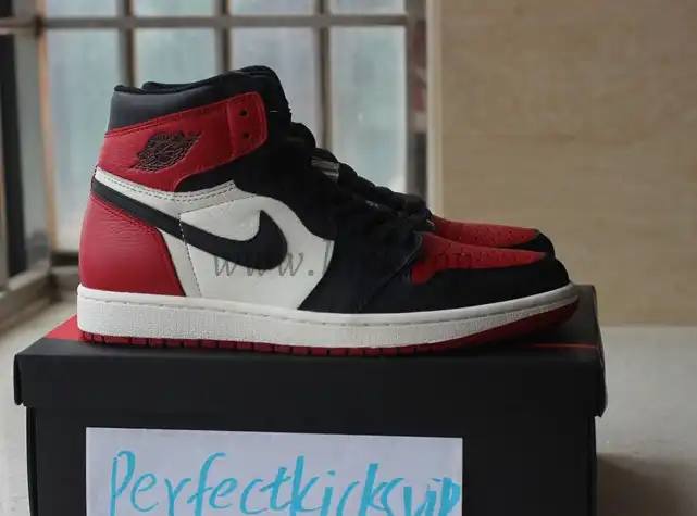 PK GOD AIR JORDAN 1 BRED TOE BEST VERSION THE ONLY CORRECT RETAIL LEATHER IN THE MARKET