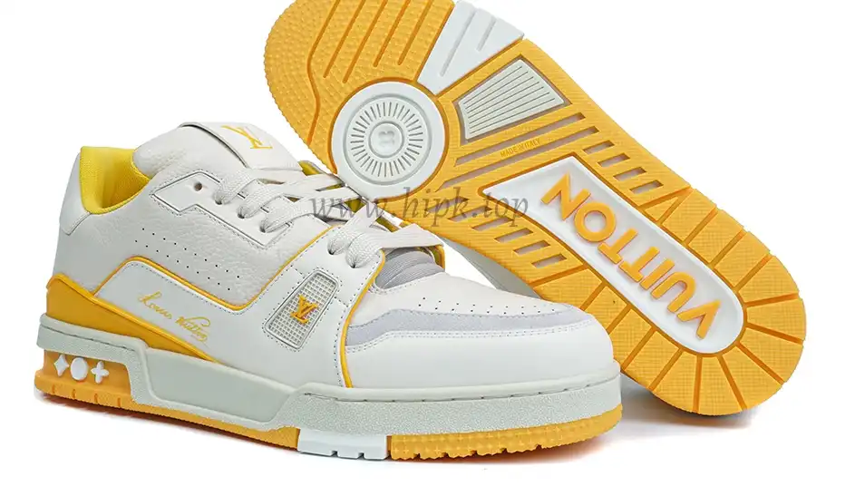 PK god Louis Vuitton LV Trainer #54 Signature yellow White retail materials ready to ship