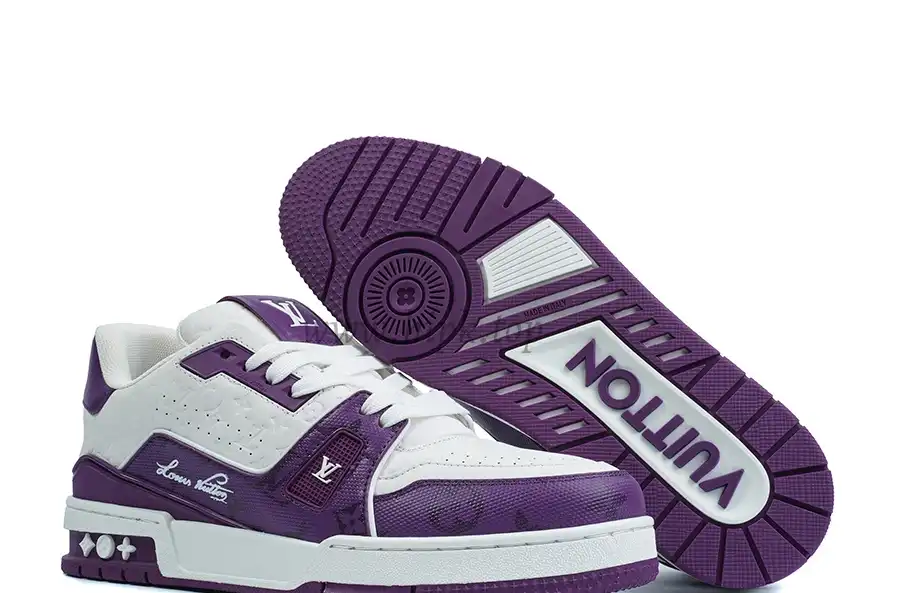 Pkgod Louis Vuitton Trainer White Purple Monogram retail materials ready to ship