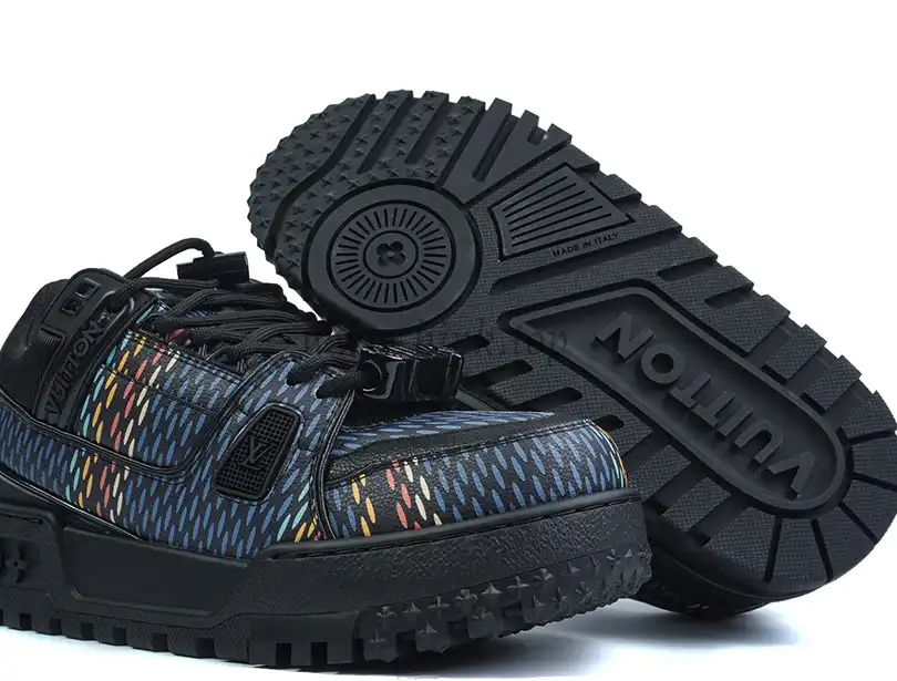 PK God Louis Vuitton Trainer Maxi Black Multi RETAIL MATERIALS READY TO SHIP