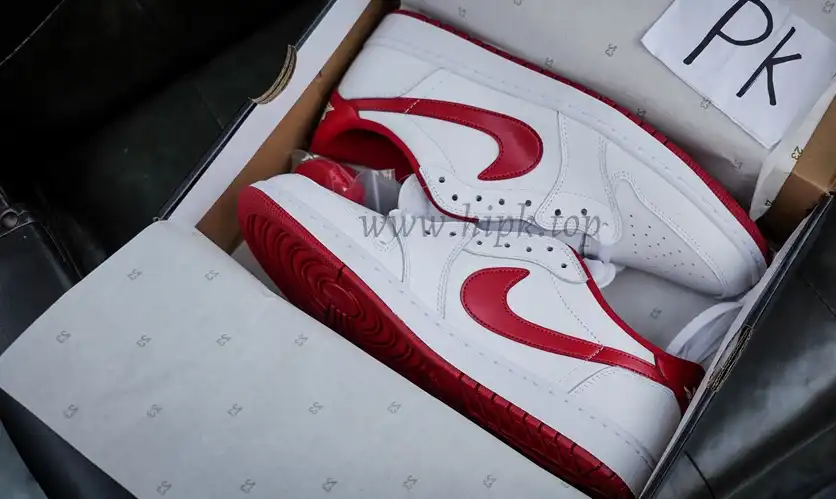 PK GOD Jordan 1 Retro LowWhite Varsity Red RETAIL MATERIALS READY TO SHIP