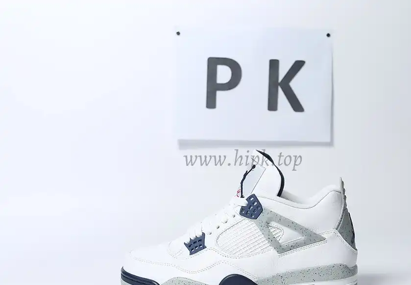 PK GOD Jordan 4 Retro White Midnight Navy RETAIL MATERIALS READY TO SHIP