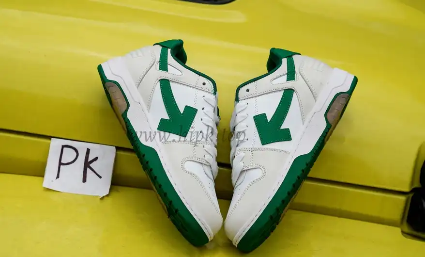 PK GOD OFF-WHITE Out Of Office Low Tops White Green RETAIL MATERIALS READY TO SHIP