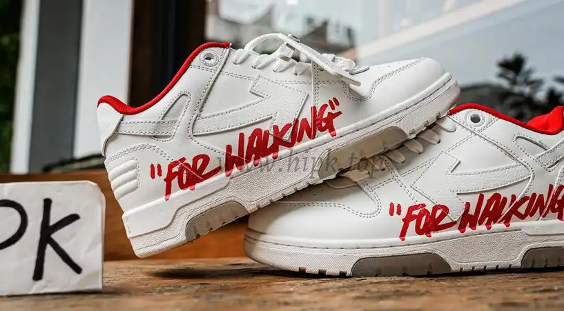 PK GOD OFF-WHITE Out Of Office OOO Low Tops For Walking White White Red FW21 RETAIL MATERIALS READY TO SHIP