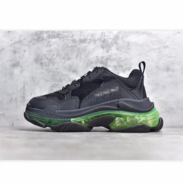 PK GOD PARIS TRIPLE S CLEAR SOLE TRAINER Black Green real materials READY TO SHIP