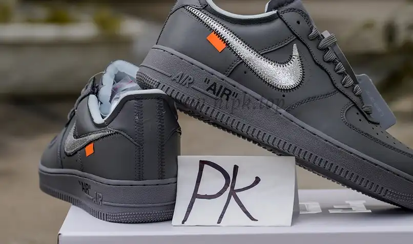 PK5.0 Nike Off-White Air Force 1 Ghost Grey Metallic Silver RETAIL MATERIALS READY TO SHIP