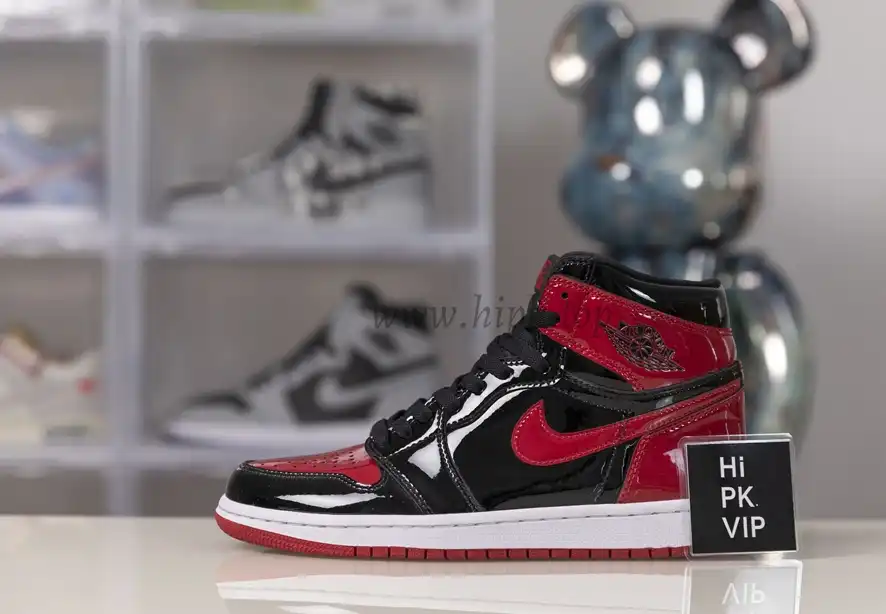 Pk God air jordan 1 retro Patent bred retail materials ready to ship